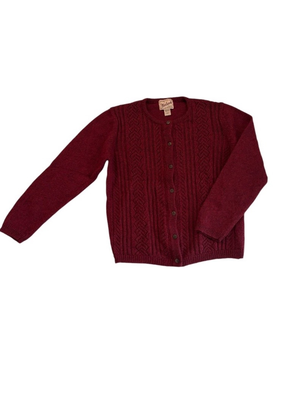 Woolrich Women's Red/Burgundy Cable Knit Button-Front Sweater Sz Medium - Picture 2 of 4